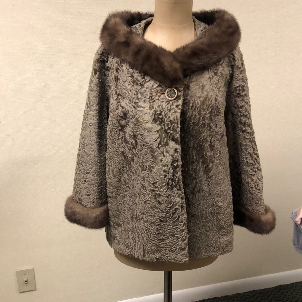 Vintage brown curly lamb jacket